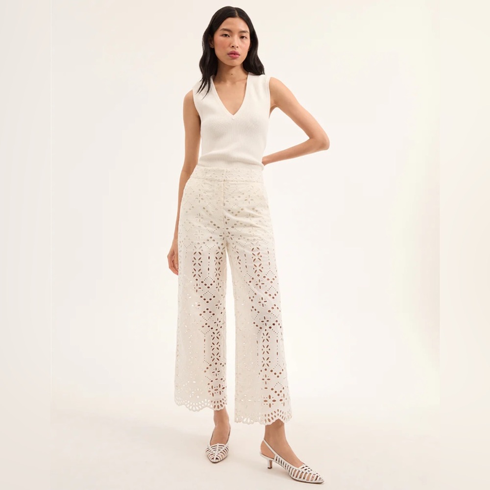 Veronica Beard Kemper Cotton Eyelet Pant